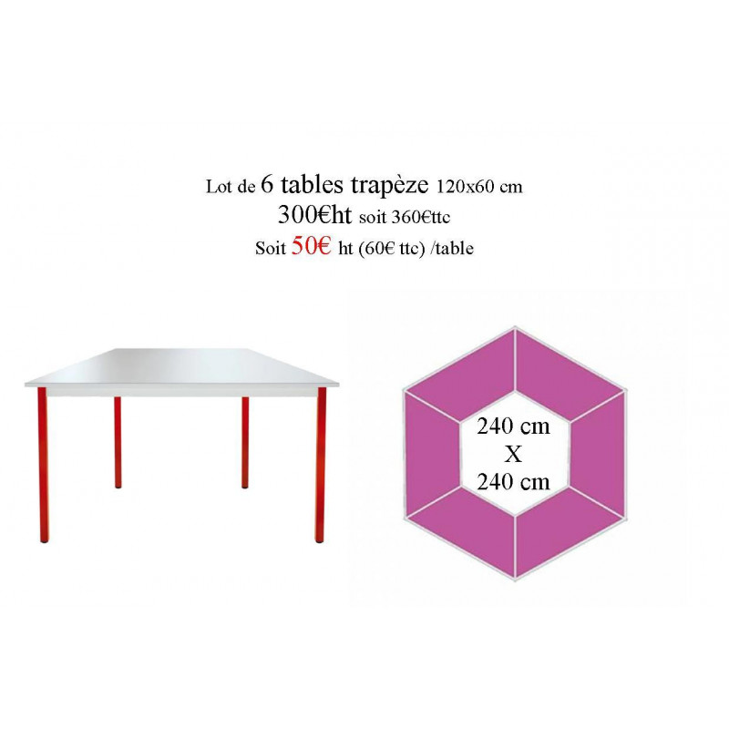 Tables modulaire occasion trapèze Gris et rouge