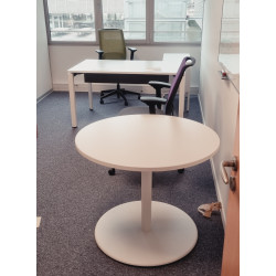 Table ronde Steelcase blanche pied central occasion économie circulaire