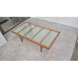 Table basse d'accueil bois et verre