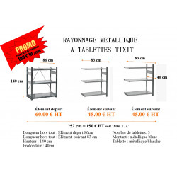 Rayonnage métallique à tablette bas 140cm d'occasion Tixit bon état seconde main économie circulaire Bordeaux disponible