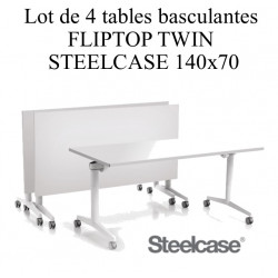 Tables 140 basculantes FLIPTOP TWIN STEELCASE Blanche occasion seconde main pas cher