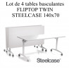 Tables 140 basculantes FLIPTOP TWIN STEELCASE Blanche occasion seconde main pas cher