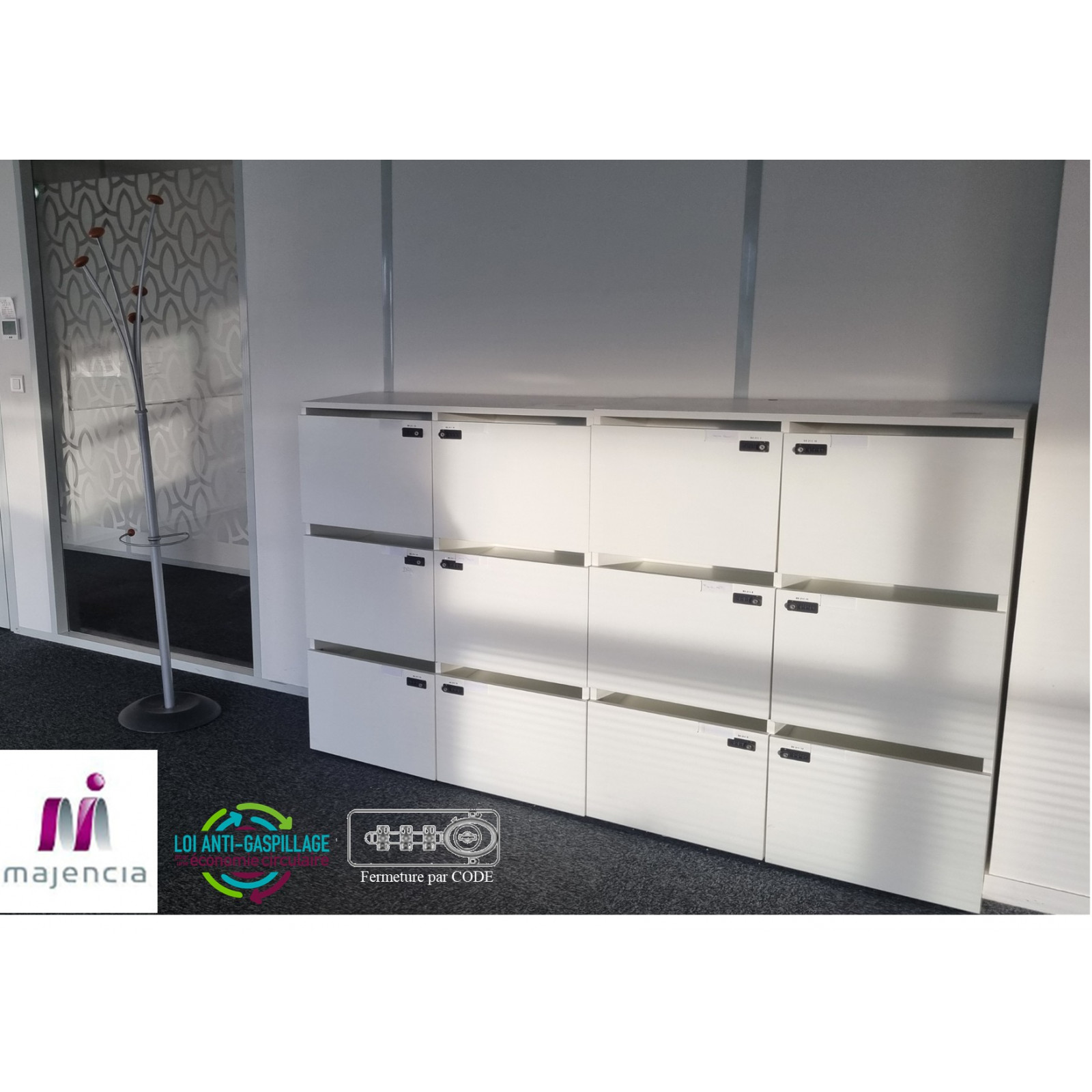 Vestiaire blanc 6 cases lockers Majencia clé salle des profs occasion pas cher réemplois agec professionnel
