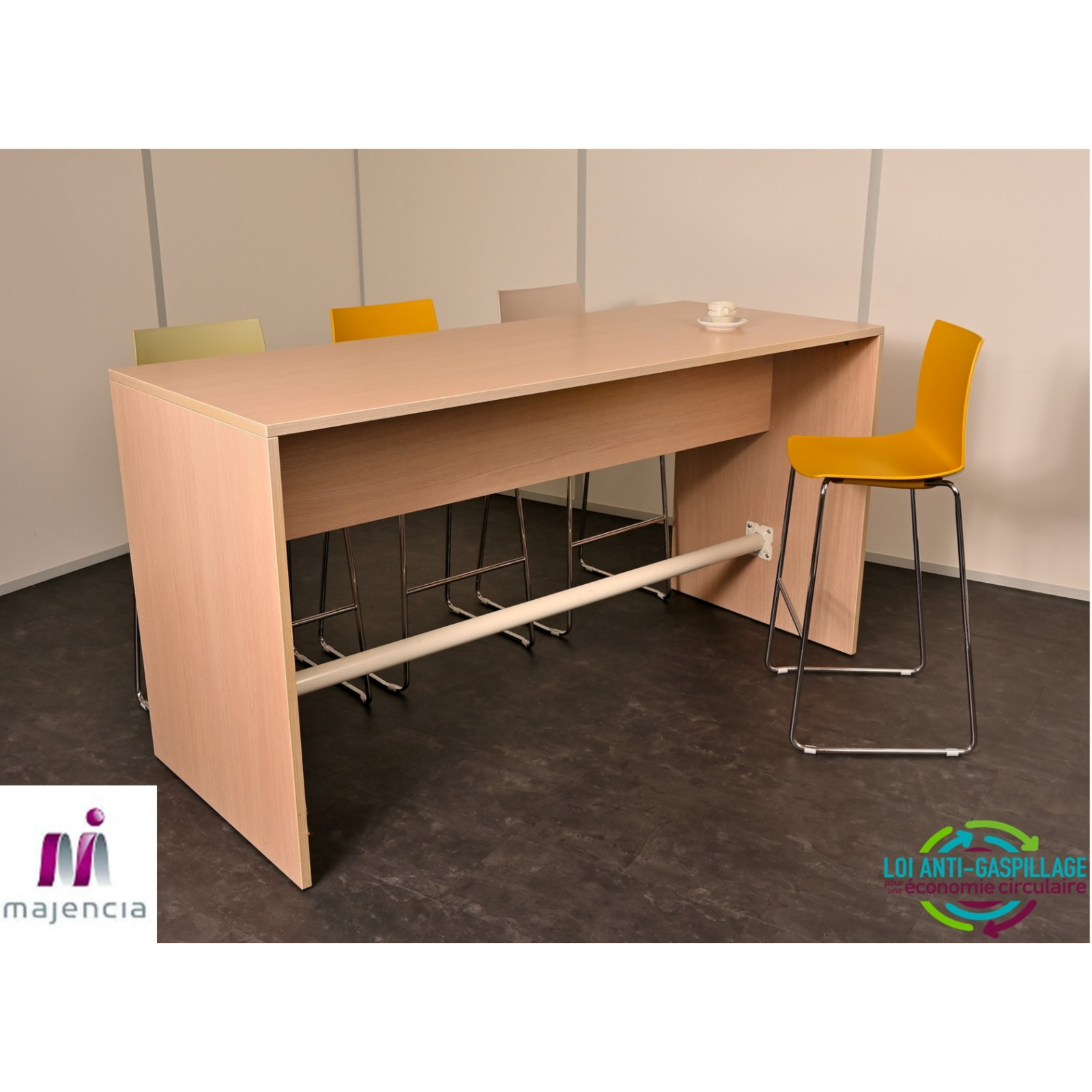 Table haute réunion rectangulaire 6 places réemploie occasion pas cher promo éligible Agec