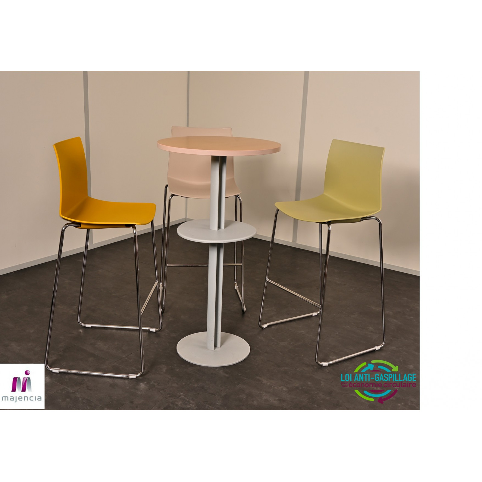 Table haute mange debout pause café bureau réemploie occasion pas cher promo éligible Agec