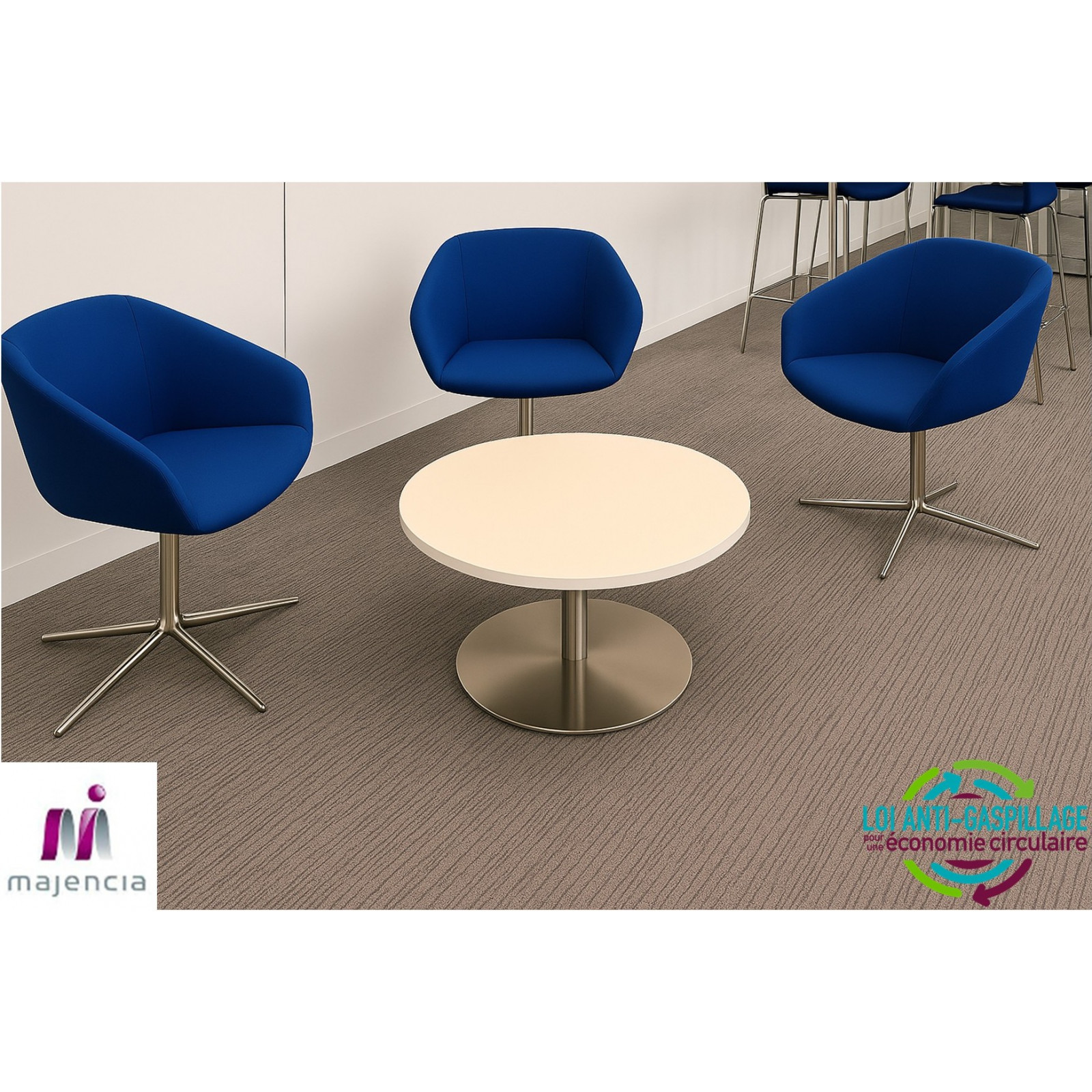 Ensemble occasion salle d’attente accueil table basse fauteuil canapé large gamme seconde main AGEC