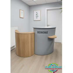 Comptoir d’accueil compact polyvalent gris et bois