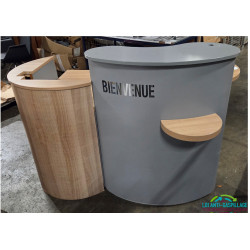 Comptoir d’accueil compact polyvalent gris et bois