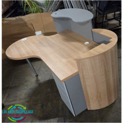 Comptoir d’accueil compact polyvalent gris et bois