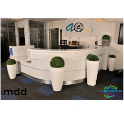 Banque d'accueil avec comptoir de réception occasion pas chére laquée blanche MDD Valde